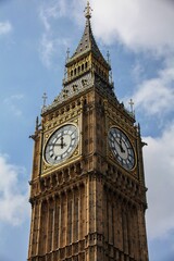Fototapeta na wymiar Vertical shot of Big Ben, the Great Clock of Westminster. London, UK.