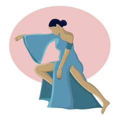 Flat design of girl with dancing action