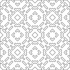 Stylish texture with figures from lines.Abstract geometric black and white pattern for web page, textures, card, poster, fabric, textile. Monochrome graphic repeating design. 