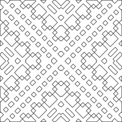 Stylish texture with figures from lines.Abstract geometric black and white pattern for web page, textures, card, poster, fabric, textile. Monochrome graphic repeating design. 
