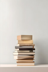 Fototapeta premium Stack of colorful books isolated on white background. Back to school and education learning concept. Generative AI