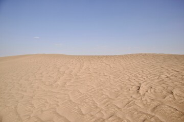 Daytime view of sand dunes in a desert