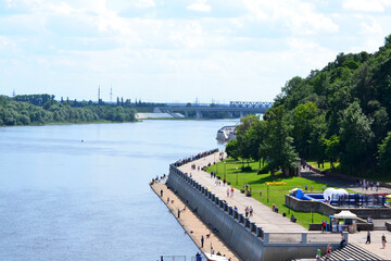 River Sozh in central park of Gomel in summer season. Republic of Belarus