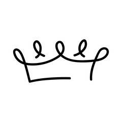 Doodle crowns. Line art king or queen crown sketch vector illustration