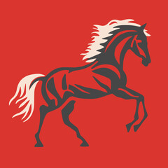 stylish strong horse full length silhouette, logo image icon stallion,equestri sport symbol, speed and strong, print, poster, drawn, draw, drawing vector coorful art, gallop, jump, web design, line