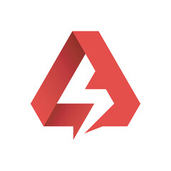 Triangle with flash logo vector