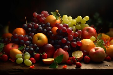 Fresh fruits mixed. AI generative