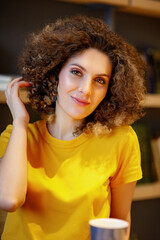 woman drinking coffee