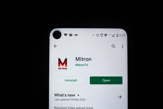 Indian app called Mitron at Google Play Store on the screen of a smartphone