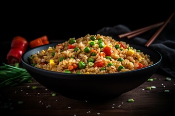 a full plate of Fried Rice. AI Generative