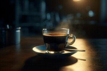 cup of coffee on a table. AI Generative