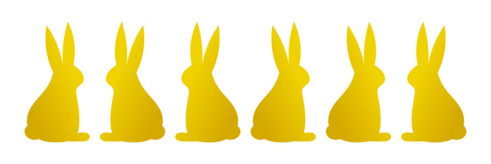 Easter bunnies gold border icons.