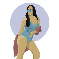 flat design of a women wearing sunglasses 