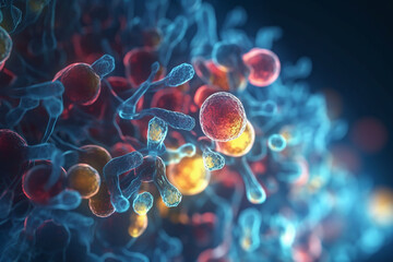 Vibrant 3D Illustration of Cell Communication Between Cells