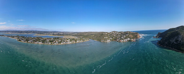 Drone view at the lake in front of Knysna, South Africa