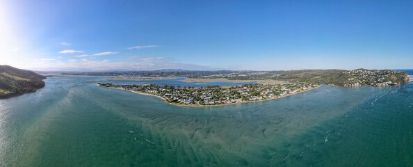Drone view at the lake in front of Knysna, South Africa