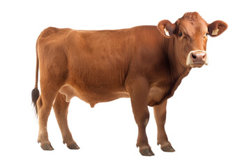 Portrait of a Brown Cow. Isolated. Generative AI
