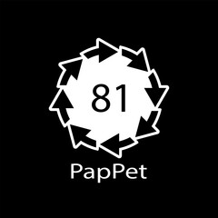 Paper (cardboard). Recycling codes 81 PapPet. Composite materials sign. Vector illustration