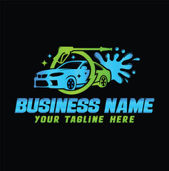 auto detailing and car wash logo design premium template vector