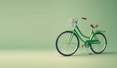 Fototapeta na wymiar World Bicycle Day with green bicycle, Generative ai