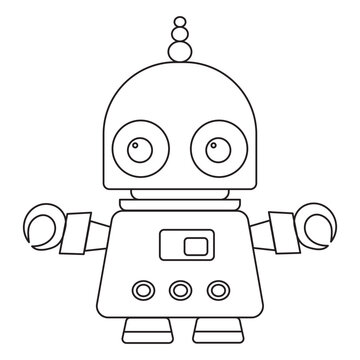robot, android kids coloring book, vector