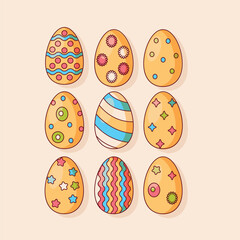 Easter eggs set doodle style. Happy Easter hand drawn isolated on white background.