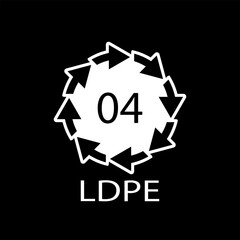 LDPE 04 recycling code symbol. Plastic recycling vector low density polyethylene sign.