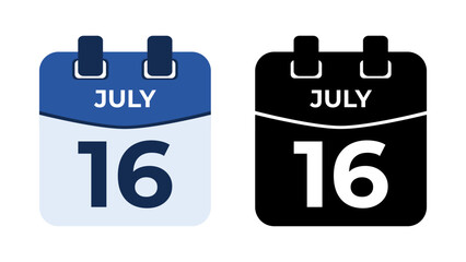 July 16 flat daily spiral calendar icon date vector image in matching color scheme. Suitable and perfect for design material, such as event or reminder. The best editable graphic resources.