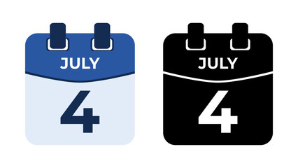 July 4 flat daily spiral calendar icon date vector image in matching color scheme. Suitable and perfect for design material, such as event or reminder. The best editable graphic resources.