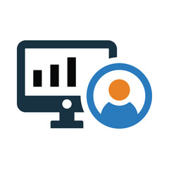 computer, profile, business, graph, chart, men, people, business admin icon