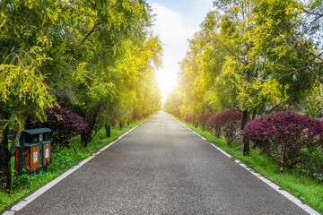 Obraz premium spring outing road green belt background material