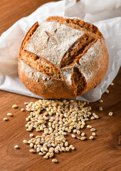 Artisan bread with barley on a desk