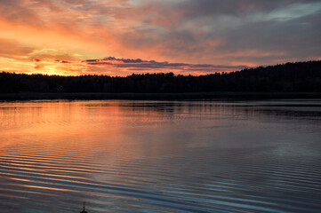 Sundown in the archipelago in summer
