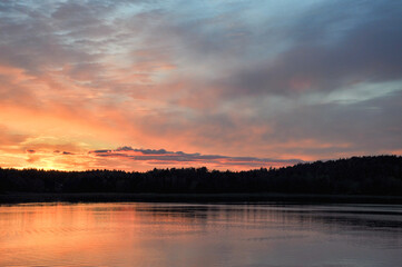 Sundown in the archipelago in summer