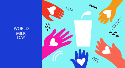 World milk day  background  design  celebrating poster modern flat vector illustration