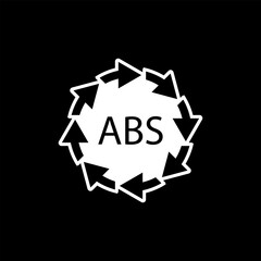 Plastic recycle symbol ABS 9 vector icon. Plastic recycling code ABS.