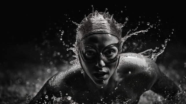 Close-up of a woman swimming in the swimming-pool