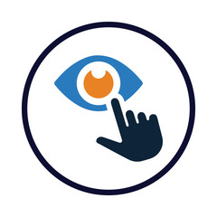 eye, hand, touch on eye icon