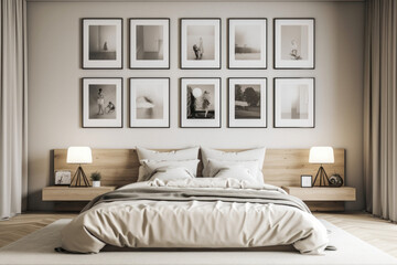 Minimalist Bedroom with Blank Frames