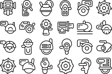 Wall chaser icons set outline vector. Construction building. Work tool