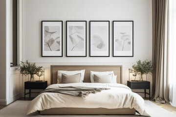 Minimalist Bedroom with Blank Frames