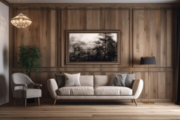 Empty Frame on Rustic Living Room