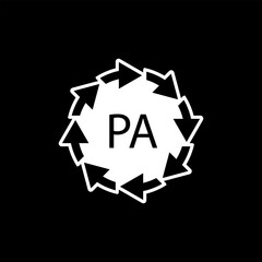 Plastic recycling symbol PA polyamide, vector illustration