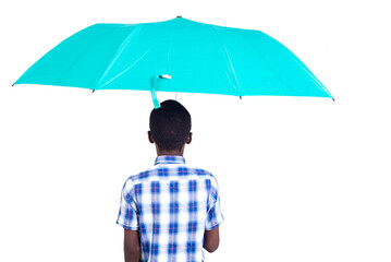 portrait of a young boy with umbrella.