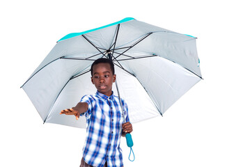portrait of a young boy with umbrella.
