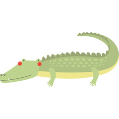 Cute funny crocodile cartoon character illustration. Hand drawn Scandinavian style flat design, isolated vector. Tropical animal, jungle wildlife, safari, nature, kids print element