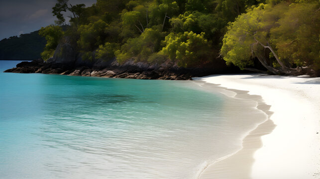 beach with trees Generative AI