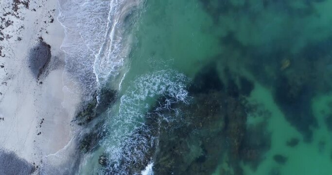 Bird's eye view of the sea and beaches on the Island of Iona