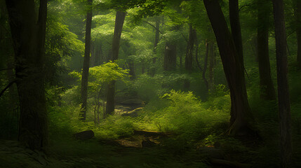 morning in the forest Generative AI