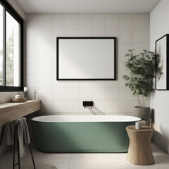 Minimalist Bathroom with Blank Image Frame